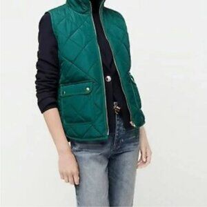 J. Crew Green Quilted Puffer Vest S